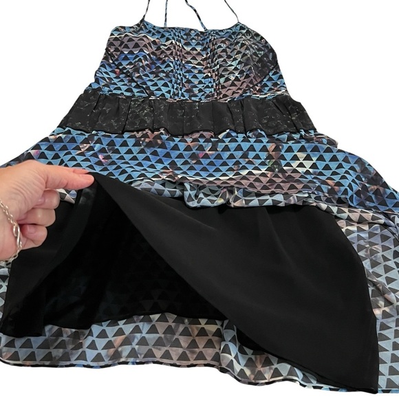 Proenza Schouler Silk Cami Mini Dress Abstract Geometric Multicolor 4 Snap Front - Picture 8 of 16